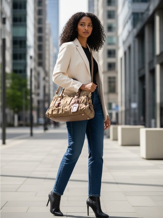 Prada Handbags - ✨ AUTHENTIC ✨Prada Vintage Tessuto Gaufre Ruched Nylon Satchel Handbag-Tan/Beige